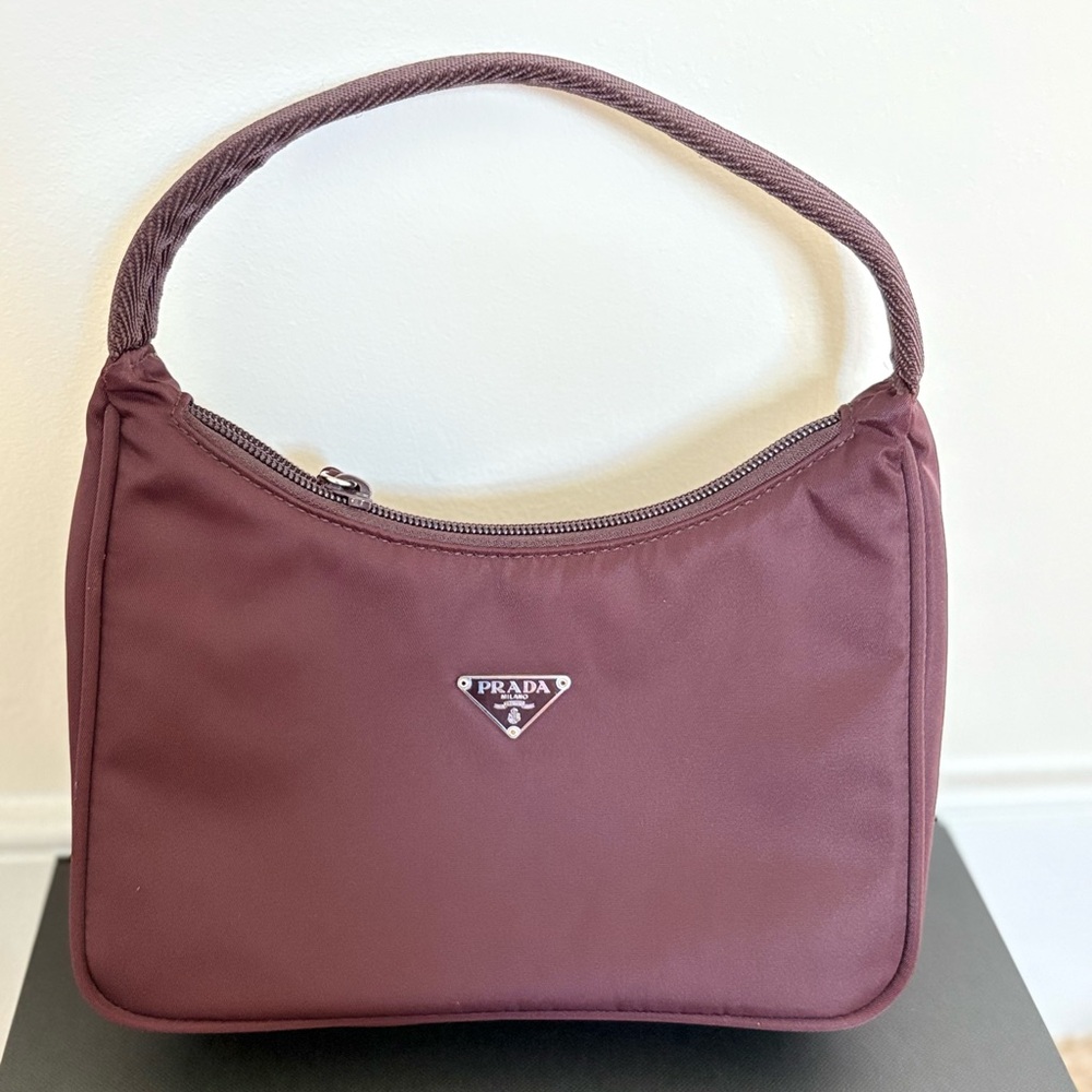 Prada VELA Burgundy Nylon Vintage Shoulder Bag